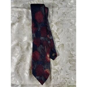 Fendi Cravatte Men's Tie 61" Navy Red 100% Silk Made in Italy Vintage Watercolor